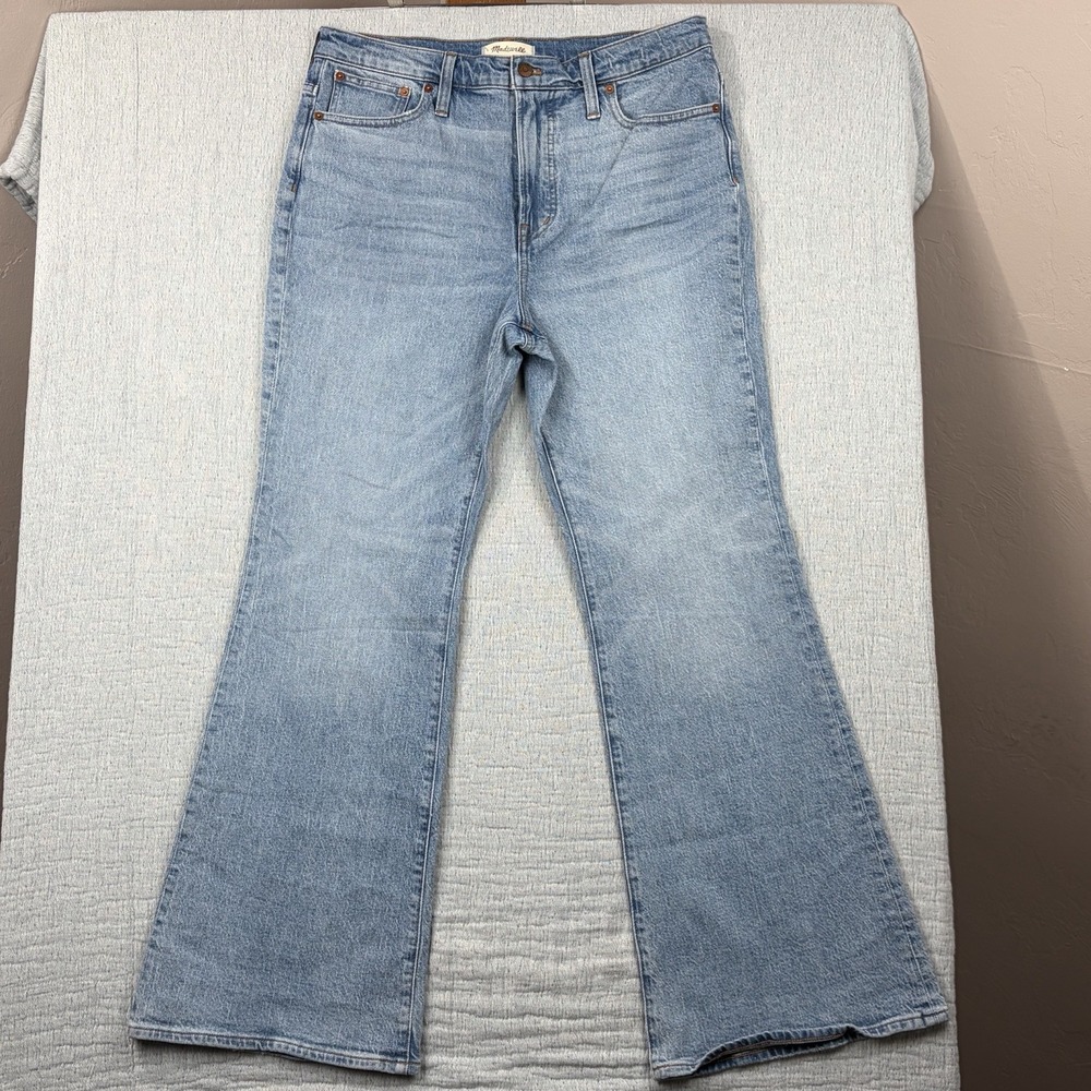 New Madewell W31 The Perfect Vintage Flare Jeans Blue Washed High Rise Pockets